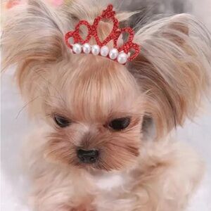 CLEARANCE | Sparkling Red Glitter & Pearl Tiara Hair Clip